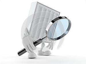 Radiator character looking through magnifying glass