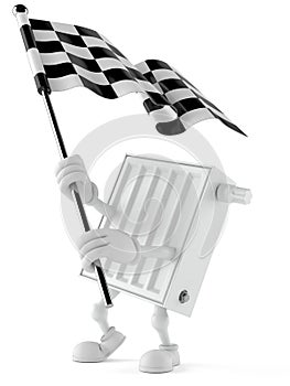 Radiator character waving race flag