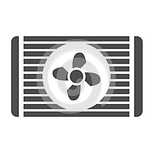 Radiator fan solid icon. Car cooler vector illustration isolated on white. Automobile cooling glyph style design