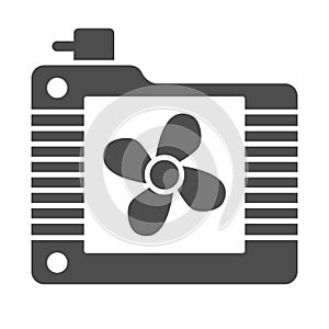 Radiator fan solid icon. Cooler vector illustration isolated on white. Carburetor glyph style design, designed for web