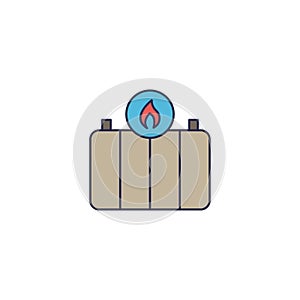 Radiator fire overheat vector icon symbol isolated on white background