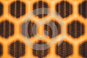 The radiator grille of the tractor