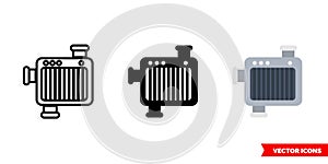 Radiator icon of 3 types. Isolated vector sign symbol.