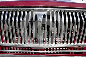 The radiator of the old car `Volga`. Industrial design of the twentieth century.