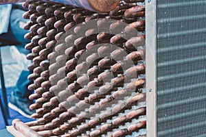 Radiator of a refrigeration monoblock made of aluminum and copper
