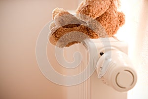 Radiator and teddy bear