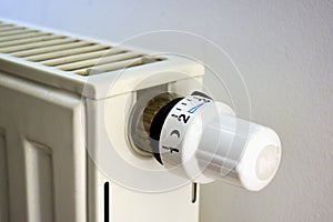 radiator temperature adjusment and control dial in closeup view