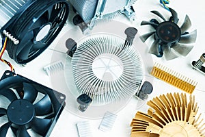 Radiators and fans for computer photo