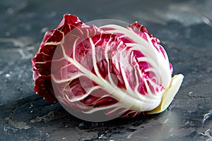 Radicchio rosso lettuce isolated on white background. Fresh green salad leaves from garden