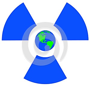 Radio active symbol with globe