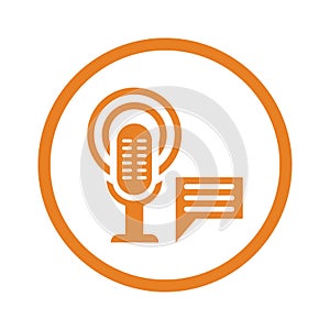 Radio, ad, mic icon. Orange color vector graphics