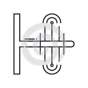 Radio antenna icon, linear isolated illustration, thin line vector, web design sign, outline concept symbol with