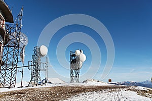 Radio antenna station on italian mountains