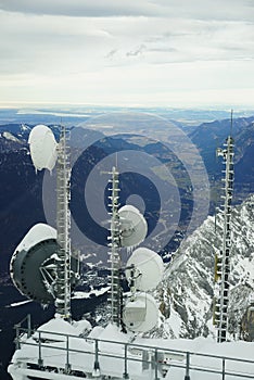 Radio antennae and on Zugspitze