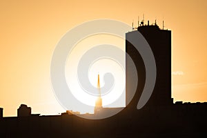 The Radio Canada building at sunset in Montreal