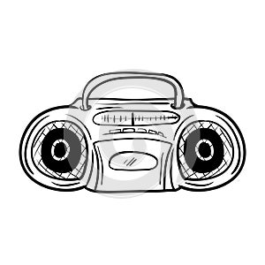 Radio Cassete hand drawn vector illustration