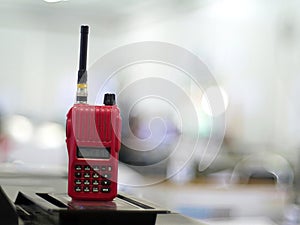 Radio communication on table and blurred background.