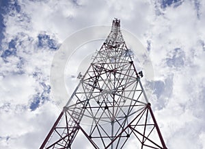 Radio communication tower weathered with some rust