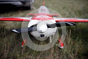 Radio control rc airplane toy model on ground