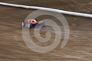 Radio controlled car at race track