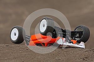 Radio controlled car at race track