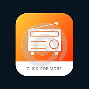 Radio, FM, Audio, Media Mobile App Button. Android and IOS Glyph Version