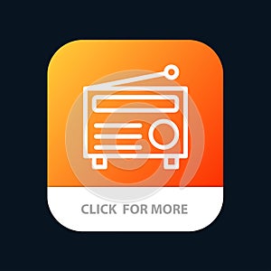 Radio, FM, Audio, Media Mobile App Button. Android and IOS Line Version