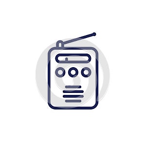 Radio icon, portable FM tuner line vector