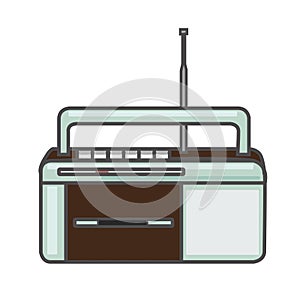 radio icon - retro radio isolate, radio illustration- Vector retro radio.