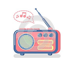 Radio and Playing Music, Notes and Waves Icon