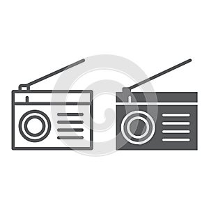 Radio line and glyph icon, fm and sound