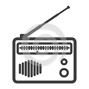 Radio line icon, fm and communication