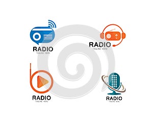 Radio logo template vector icon illustration