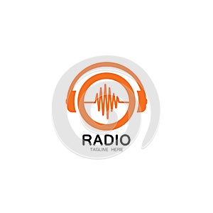 Radio logo template vector icon illustration