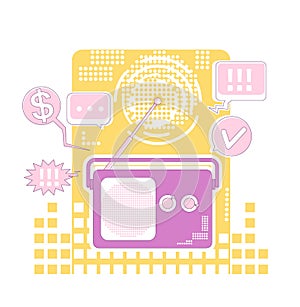 Radio marketing thin line concept vector illustration