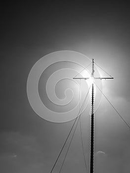 Radio mast in the back light BW
