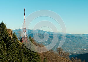 Radio mast with mountain view