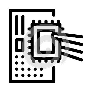 Radio microchip icon vector outline illustration