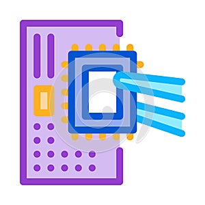 Radio microchip icon vector outline illustration