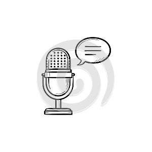 Radio microphone hand drawn outline doodle icon.