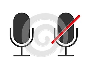 Radio microphone icons in black and white. Isolated record equipment. Sound mic for karaoke. Broadcast symbol. Retro