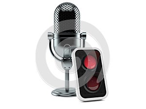 Radio microphone with red traffic light