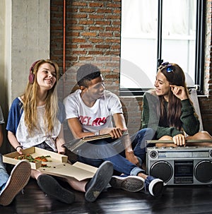 Radio Music Friends Unity Style Teens Casual Concept