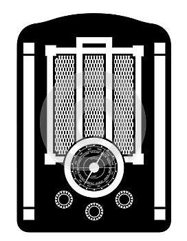 Radio old retro vintage icon stock vector illustration black out