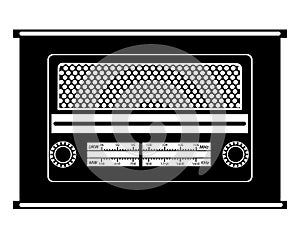 Radio old retro vintage icon stock vector illustration black out