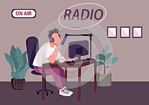 Radio podcast show flat color vector illustration