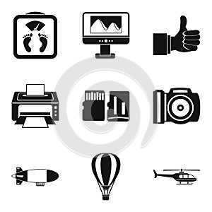 Radio positioning icons set, simple style