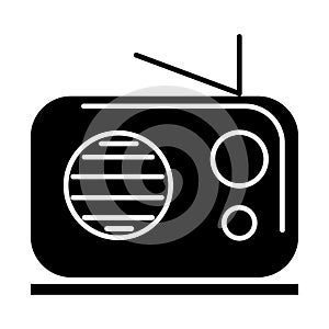 Radio reciever icon, vector illustration, black sign on isolated background photo