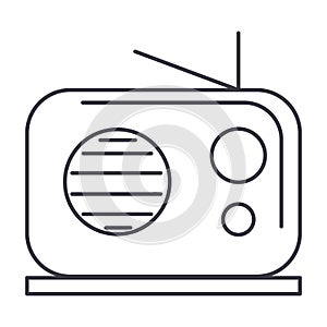 Radio reciever vector line icon, sign, illustration on background, editable strokes