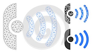 Radio Sensor Vector Mesh Wire Frame Model and Triangle Mosaic Icon